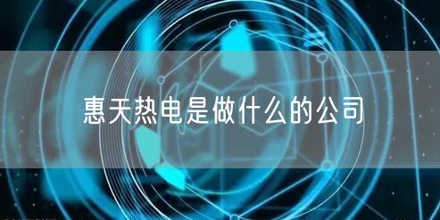 惠天热电是做什么的公司